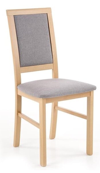 Krzesło z drewna obicie szare, dab miodowy