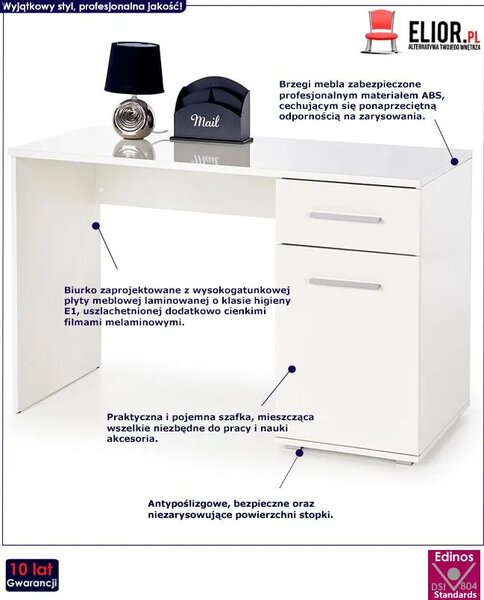 Biurko białe 120 cm E6-P02