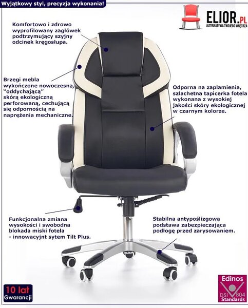 Fotel obrotowy czarno biały K8-R12