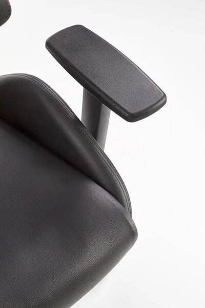 Ergonomiczny czarny fotel obrotowy z regulacją oparcia i zagłówkiem D8-W52
