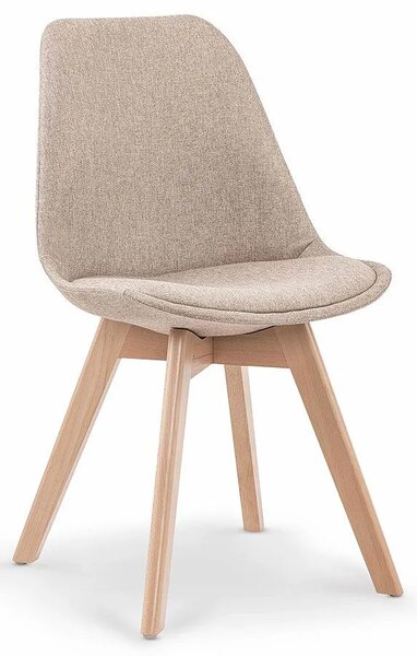 Beżowe tapicerowane stylowe krzesło drewniane - Nives