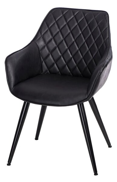 Czarne krzesło z pikowanym oparciem - Horus
