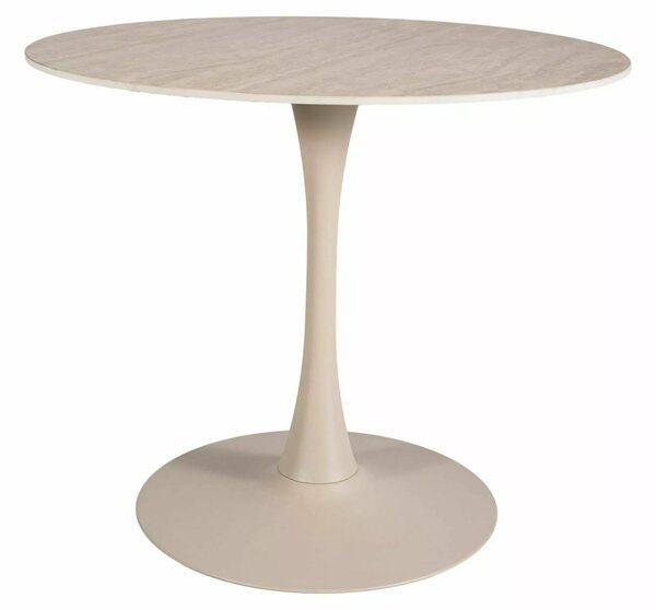 Okrągły stół jadalniany AMADEO z ceramicznym blatem 90x90 cm, beżowy