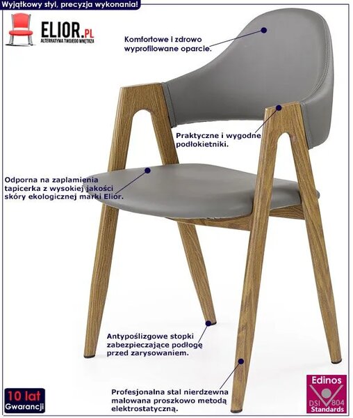 Szare krzesło z podłokietnikami W3-H66