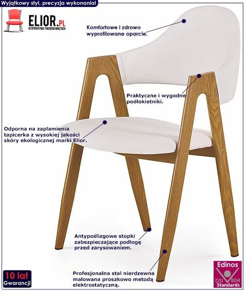 Białe krzesło gięte z podłokietnikami A7-A97