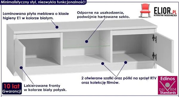 Biała szafka pod TV do salonu Amida 4X - połysk