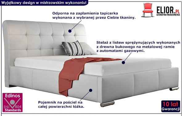 Tapicerowane łóżko do sypialni z pojemnikiem 160x200 F9-M23