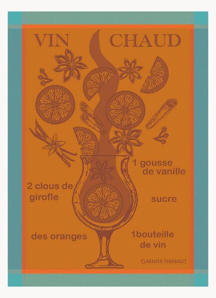 Komplet ręczników kuchennych żakardowych Vin Chaud Mandarine, 4 elem