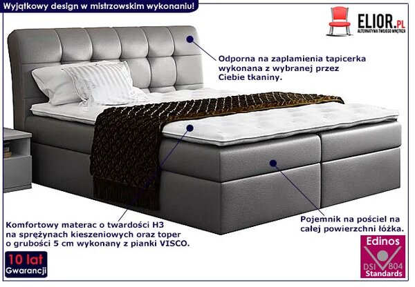 Łóżko tapicerowane z eleganckim zagłówkiem T2-H82