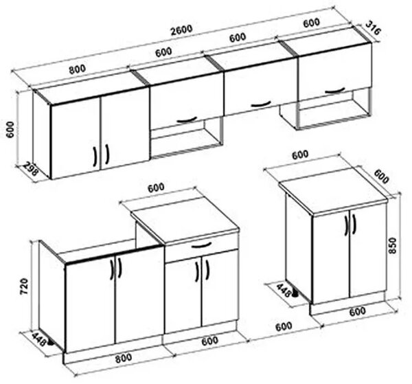 Zestaw mebli kuchennych - biały połysk + dąb sonoma 45x12x4 Z4-B65