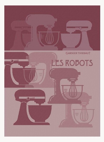 Komplet ręczników kuchennych żakardowych Les Robots Framboise, 4 elem