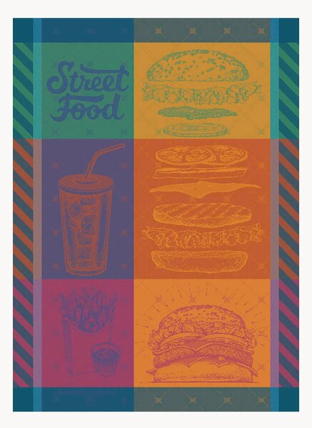 Komplet ręczników kuchennych żakardowych Street Food Usa Gourmand, 4 elem