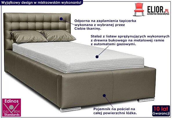 Pojedyncze pikowane łóżko z pojemnikiem na pościel W9-P42
