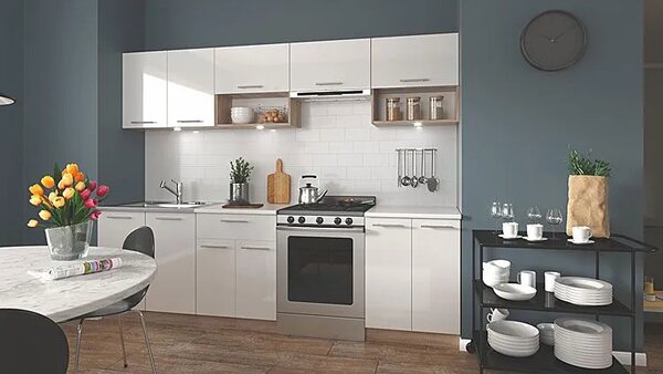 Zestaw mebli kuchennych - biały połysk + dąb sonoma 45x12x4 Z4-B65