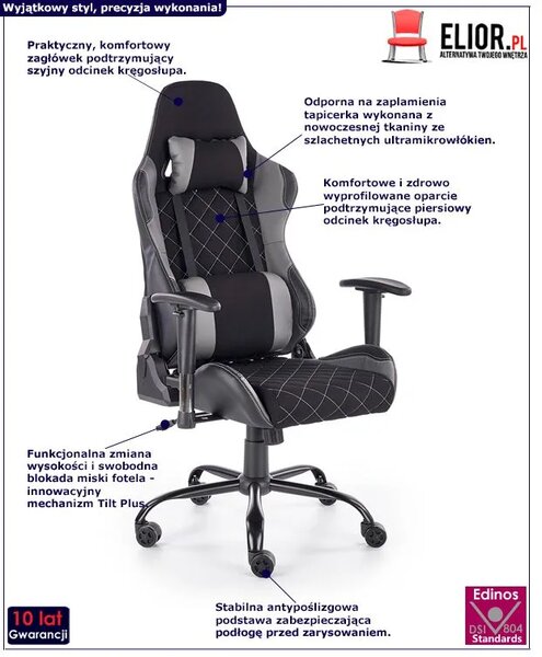 Czarny tapicerowany fotel gabinetowy R0-L59