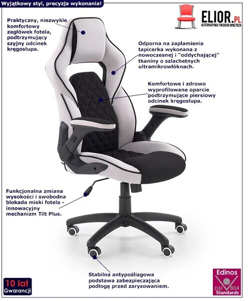 Fotel gabinetowy - czarny + popielaty K1-W78