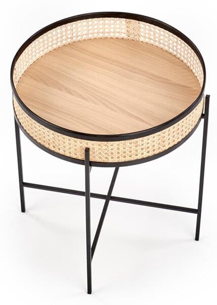Okrągły stolik rattanowy loft nocny | Umeblowana.com