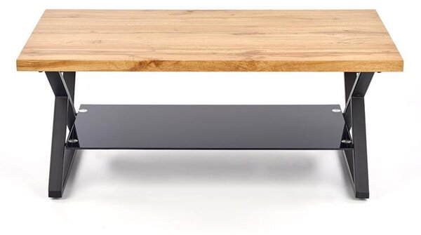 Designerska ława prostokątna ze szklaną półką loft | Umeblowana.com