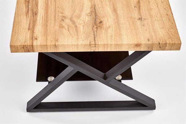 Designerska ława prostokątna ze szklaną półką loft | Umeblowana.com