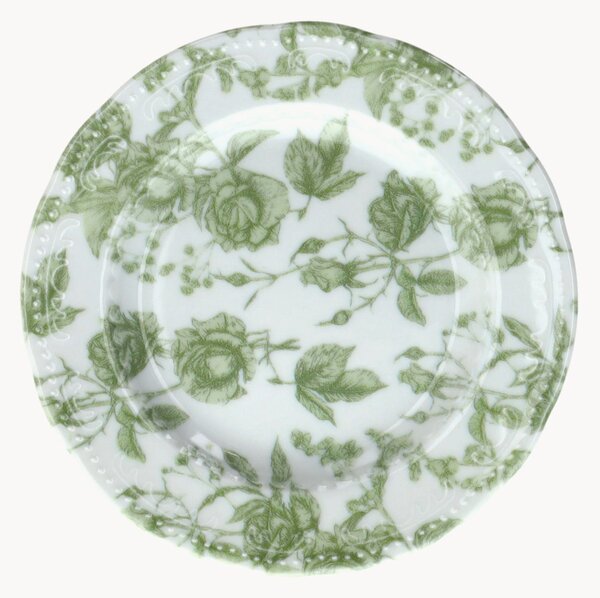 Komplet talerzy deserowych z porcelany Wienna Green Roses, 6 elem
