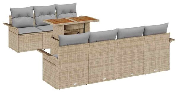 Zestaw Mebli Ogrodowych Komplet Jadalniany 8-Częściowy Beżowy Rattan Na Taras Balkon Ogród