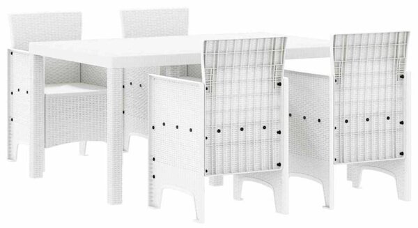 Zestaw Mebli Ogrodowych Komplet Jadalniany 5-Częściowy Biały Rattan Na Taras Balkon Ogród
