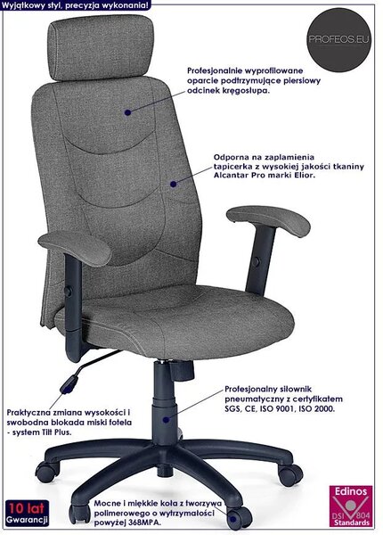 Ciemnoszary fotel obrotowy P8-P28