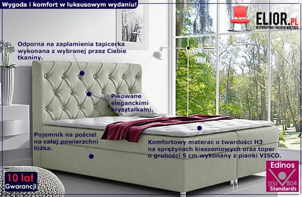 Duże łóżko z pojemnikiem na pościel i zagłówkiem 200x200 P4-K46