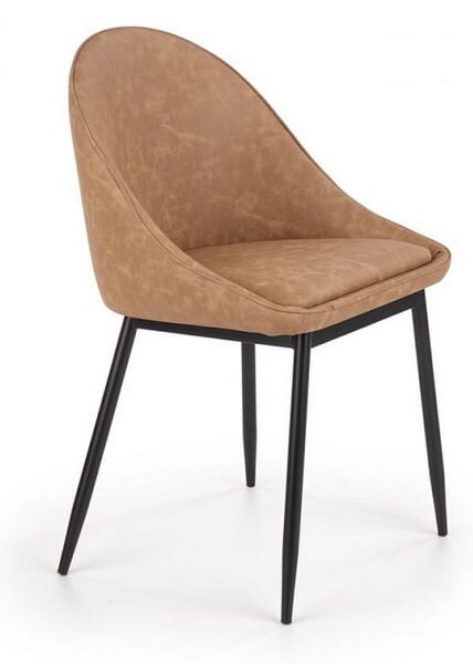Brązowe krzesło z ekoskóry loft, nowoczesny fotel do jadalni