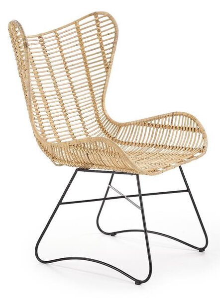 Rattanowy fotel wypoczynkowy, krzesło z rattanu do jadalni loft | Umeblowana.com