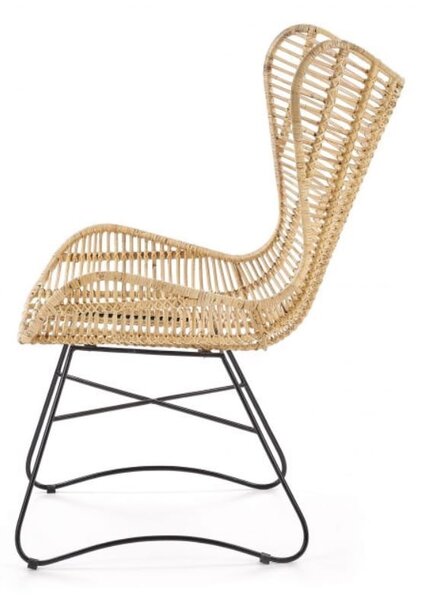 Rattanowy fotel wypoczynkowy, krzesło z rattanu do jadalni loft | Umeblowana.com