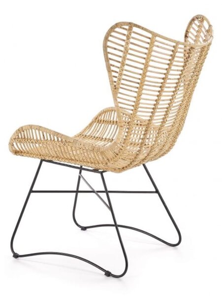 Rattanowy fotel wypoczynkowy, krzesło z rattanu do jadalni loft | Umeblowana.com
