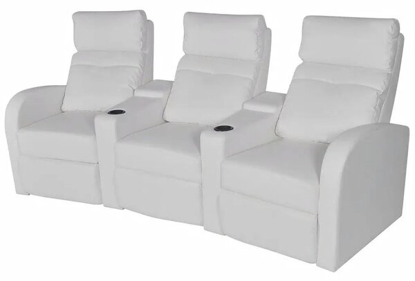 Rozkładane fotele kinowe z ekoskóry Mevic 3X – białe