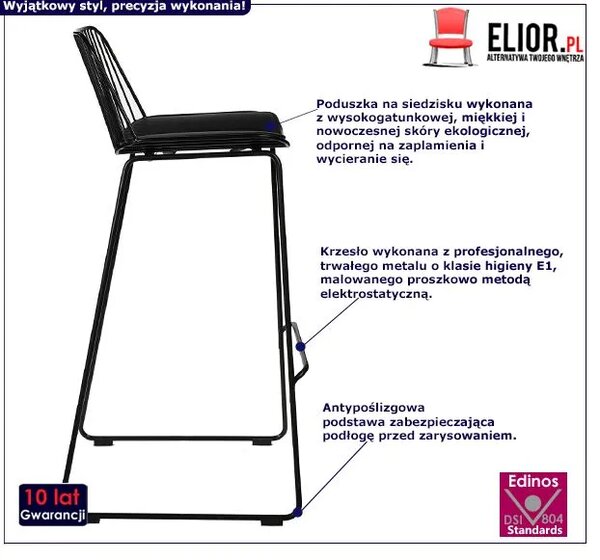 Czarny loftowy hoker z oparciem R1-R69