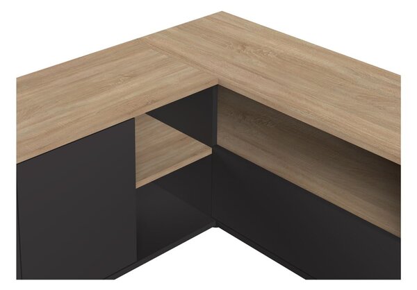 Czarna szafka pod TV w dekorze dębu 90x45 cm Angle – TemaHome