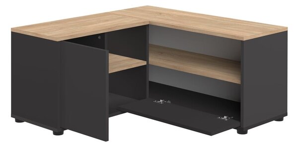 Czarna szafka pod TV w dekorze dębu 90x45 cm Angle – TemaHome