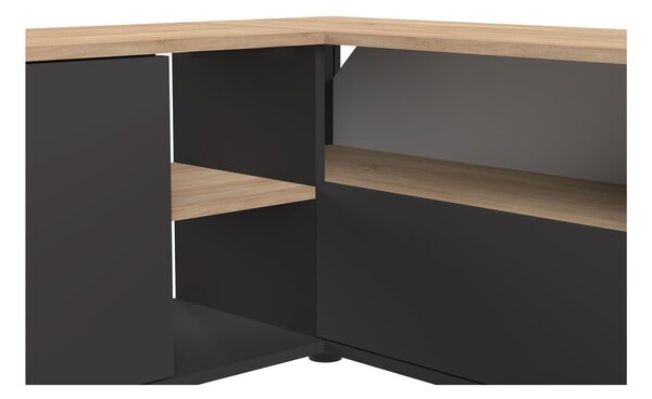 Czarna szafka pod TV w dekorze dębu 90x45 cm Angle – TemaHome