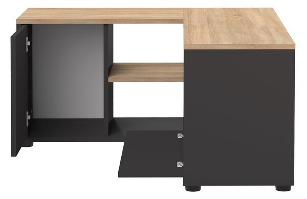 Czarna szafka pod TV w dekorze dębu 90x45 cm Angle – TemaHome