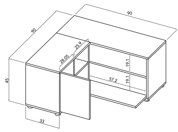 Biała szafka pod TV w dekorze dębu 90x45 cm Angle – TemaHome