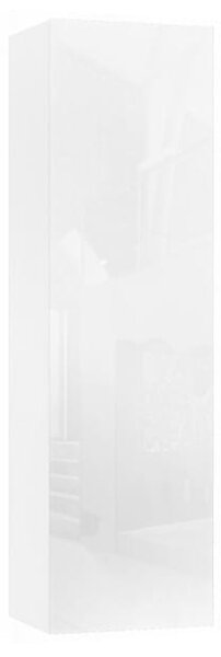 Wąska szafka wisząca z półkami 140x40 cm biały połysk