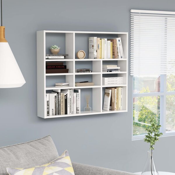Biała półka wisząca na książki, płyty CD 90x78 cm | Umeblowana.com