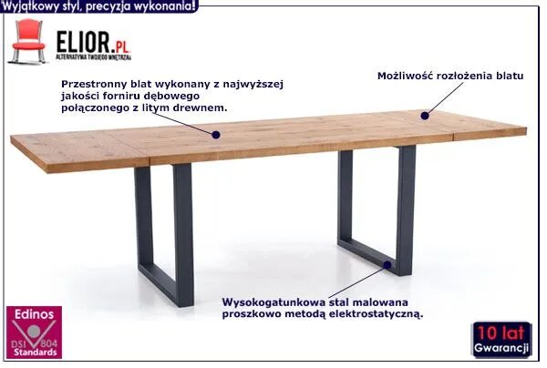 Duży rozkładany stół industrialny S6-K46
