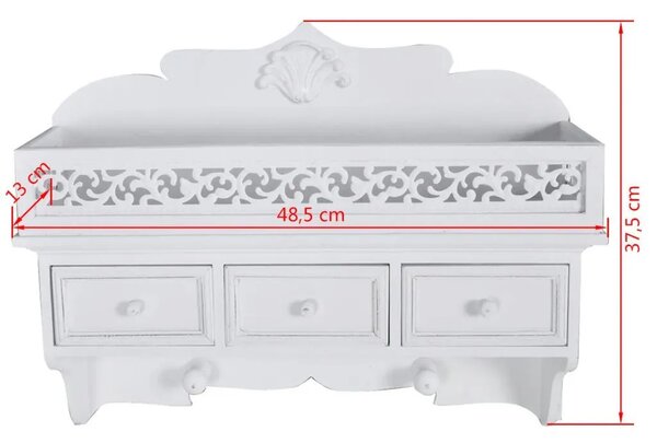 Biała tradycyjna półka ścienna z wieszakiem B9-E24