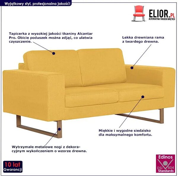 Elegancka dwuosobowa sofa żółta S9-Z00