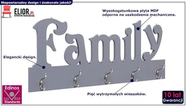 Szary wieszak ścienny na ubrania R4-E63