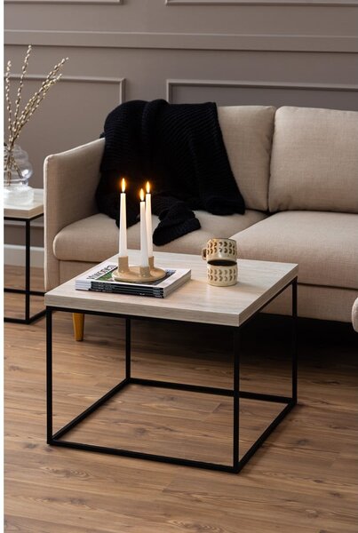 Beżowy stolik z blatem w dekorze marmuru 60x60 cm Barossa – Actona