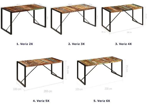 Wielokolorowy stół industrialny 80x160 – Fulo 3X
