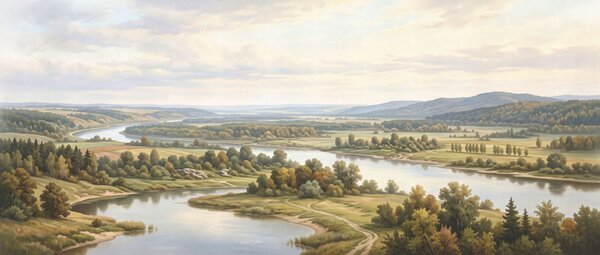 Fototapeta Rzeka płynąca przez dolinę, Fototapety Natura, Popularne Fototapety, t00852 - Tapeko.pl