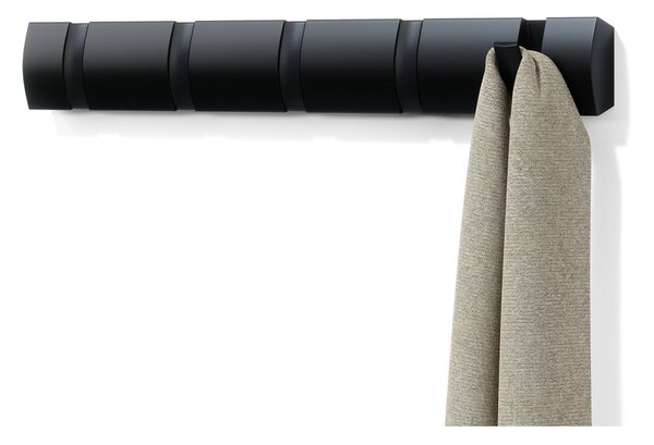 Czarny wieszak ścienny z drewna topolowego Flip – Umbra