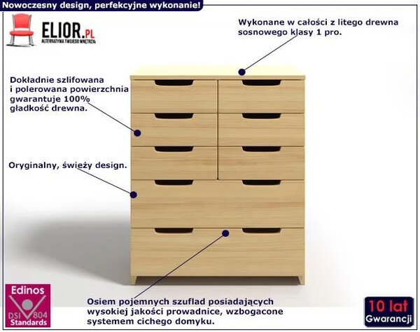 Komoda drewniana z szufladami Laurell 4X - 7 kolorów